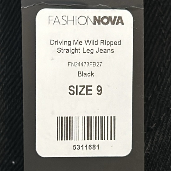 NWT Fashion Nova black driving me wild ripped straight leg jeans - Picture 3 of 6
